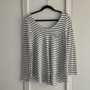 Paper Crane Black and White Striped Long Sleeve Top